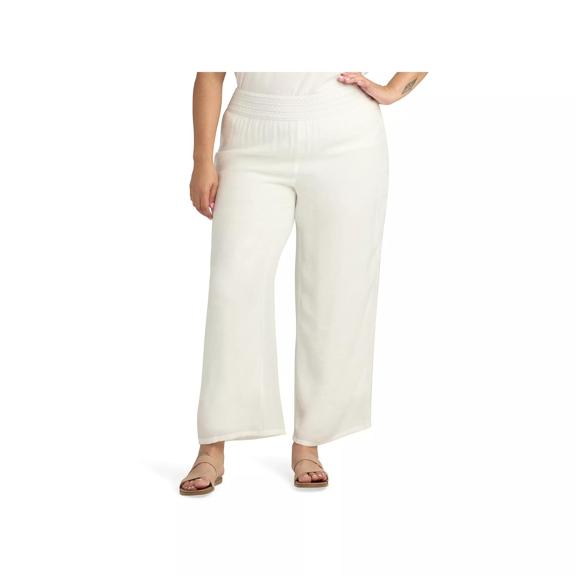 Plus Size AB Studio Novelty Elastic Waistband Lined Pants, Womens Product Image