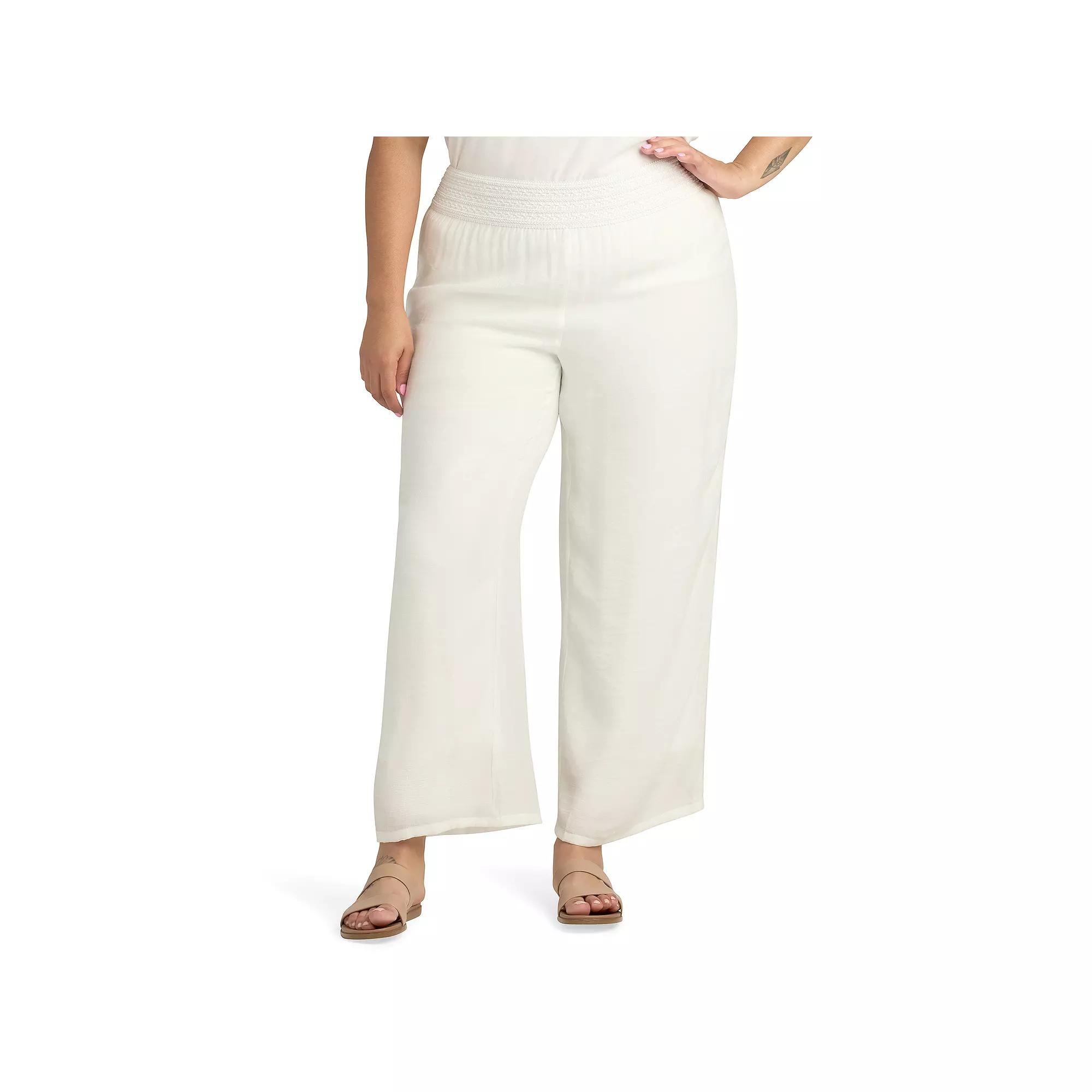 Plus Size AB Studio Novelty Elastic Waistband Lined Pants, Womens Product Image