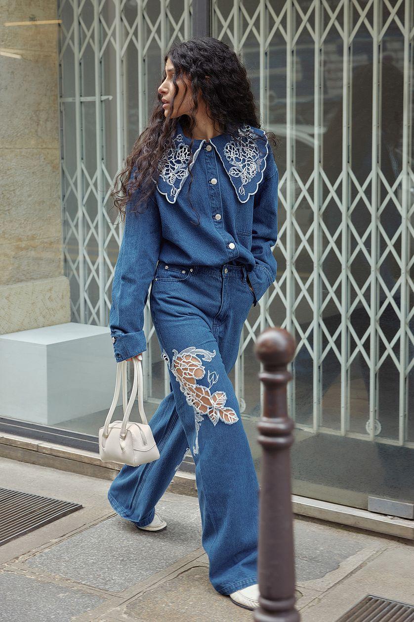 Lace Detail Jeans Product Image