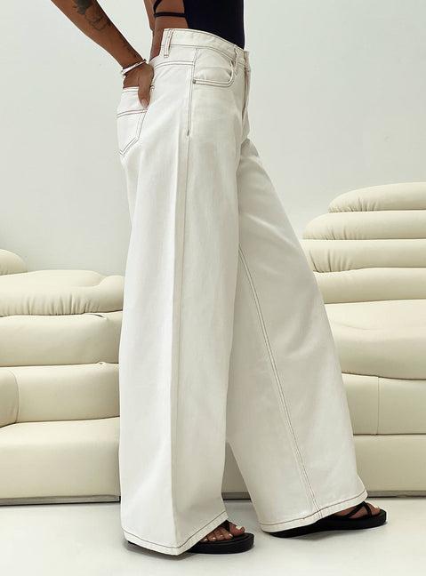 Naylor Wide Leg Jeans Cream Product Image