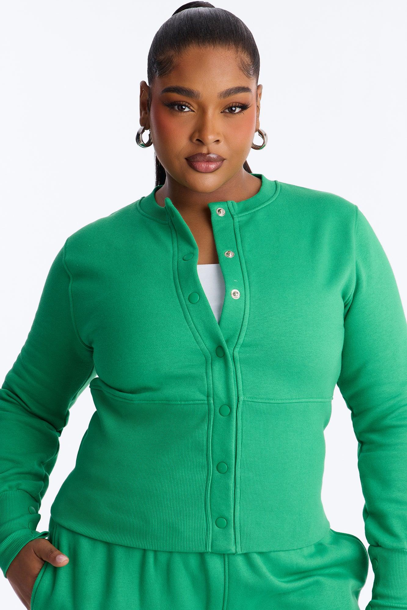 Varsity Girly Fleece Wide Leg Pant Set - Kelly Green Product Image