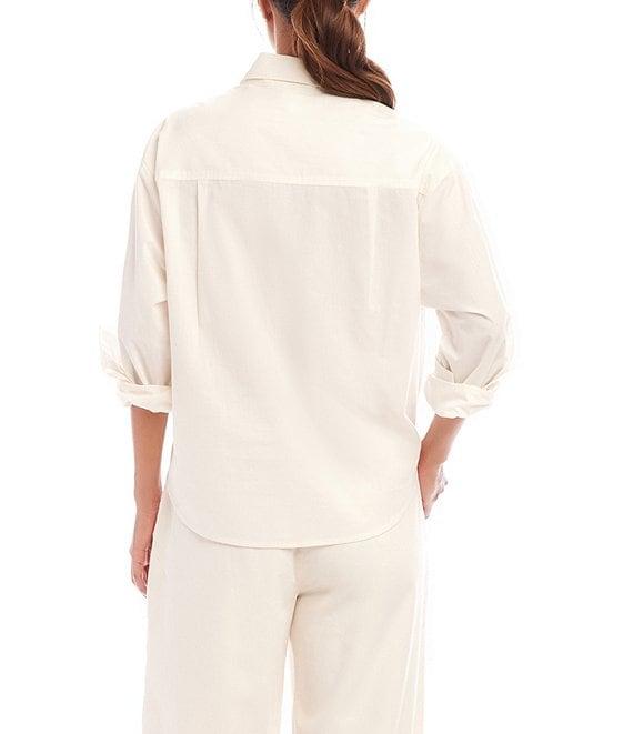 Karen Kane Point Collar Long Sleeve Tie-Front Top Product Image