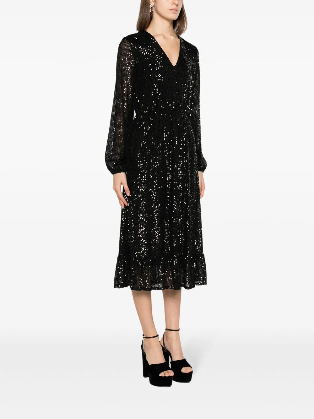 sequin-embellished fine-ribbed midi dress Product Image