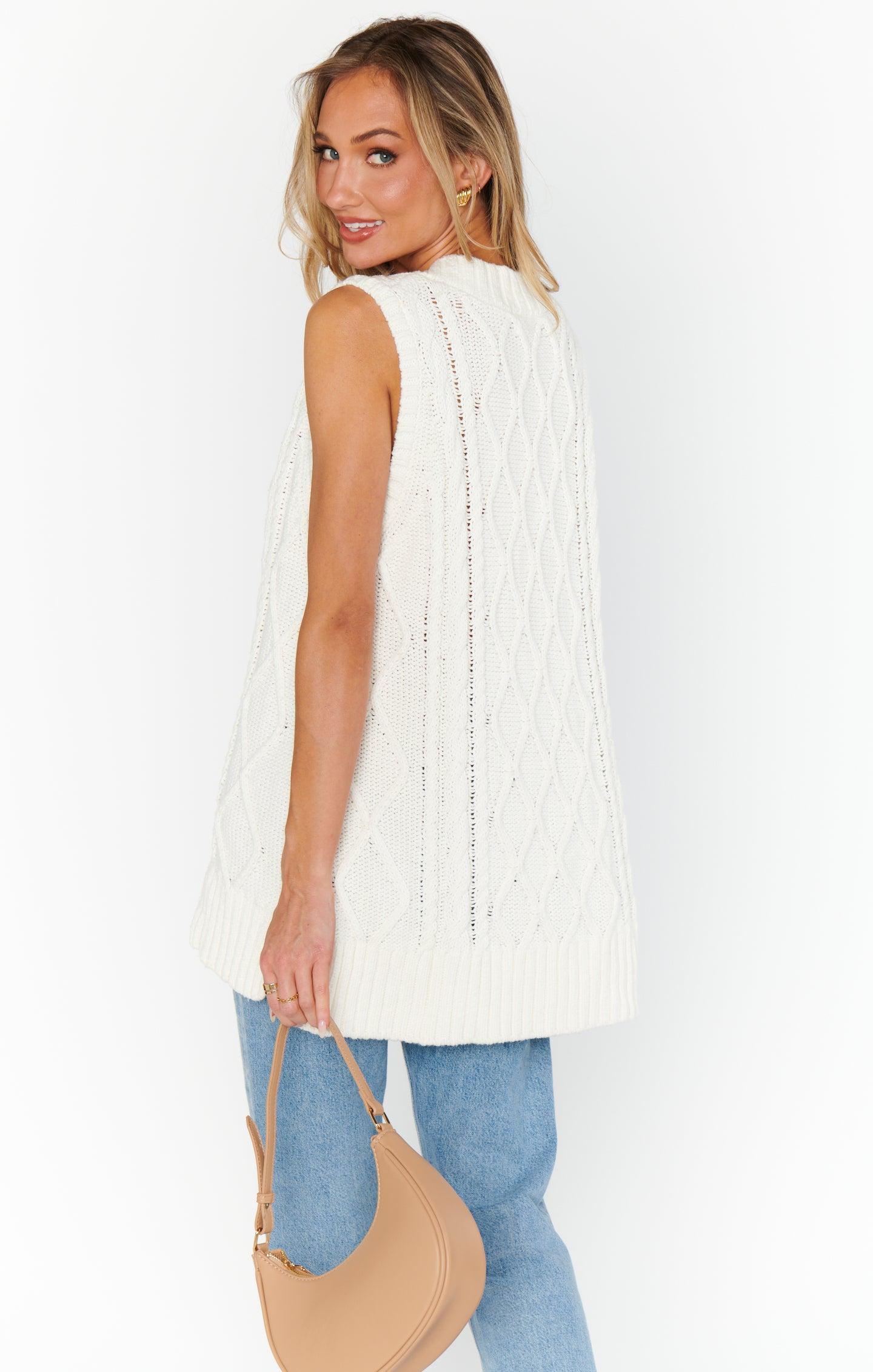 Reid Sweater Vest ~ Cream Cable Knit Product Image