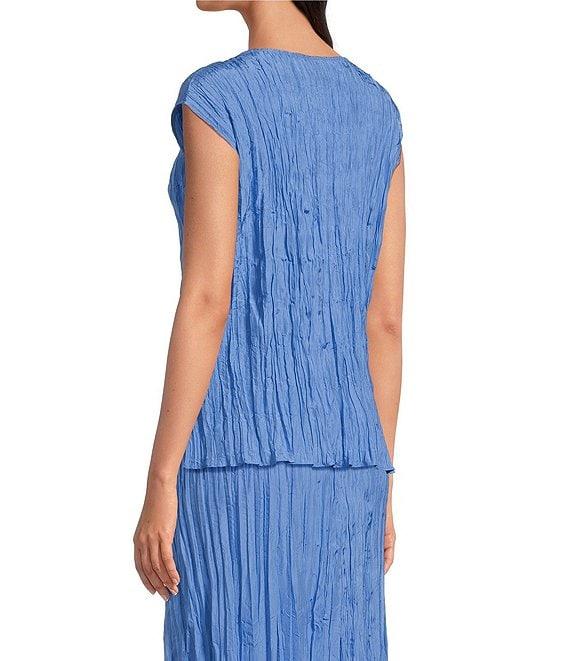 Eileen Fisher Crushed Silk Ballet Neck Cap Sleeve Coordinating Top Product Image