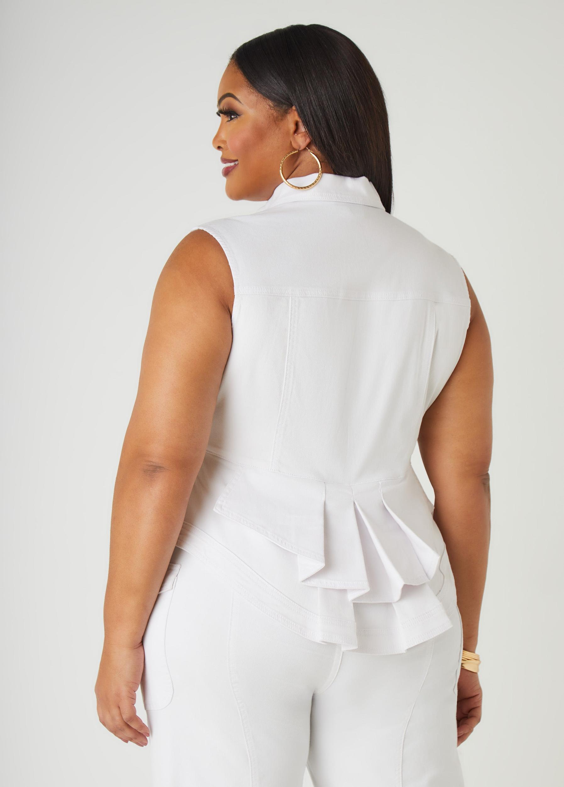 Tiered Peplum Denim Vest Product Image