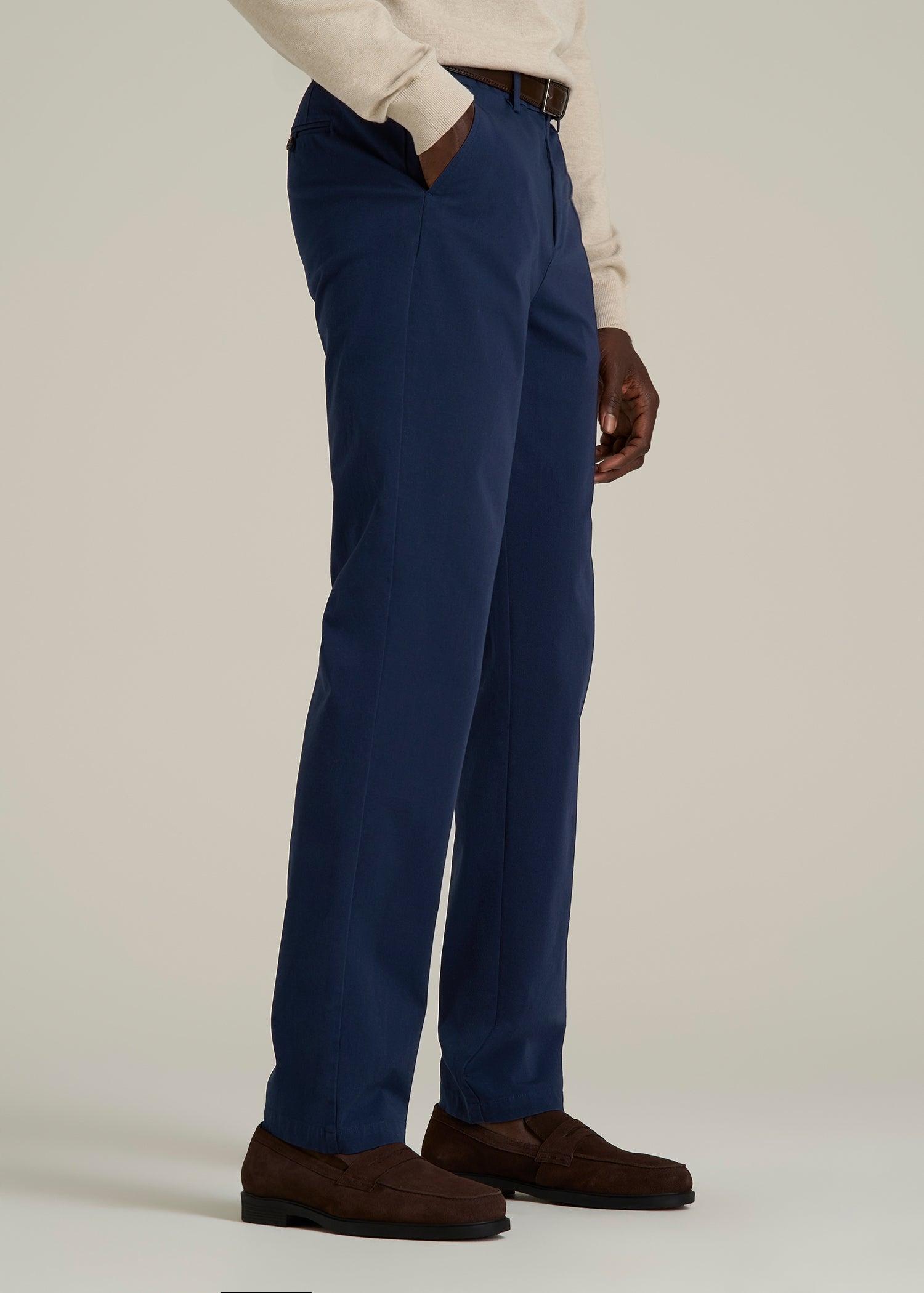 4 Way Stretch Commuter STRAIGHT Leg Chino Pants for Tall Men in Summer Blue Male Product Image