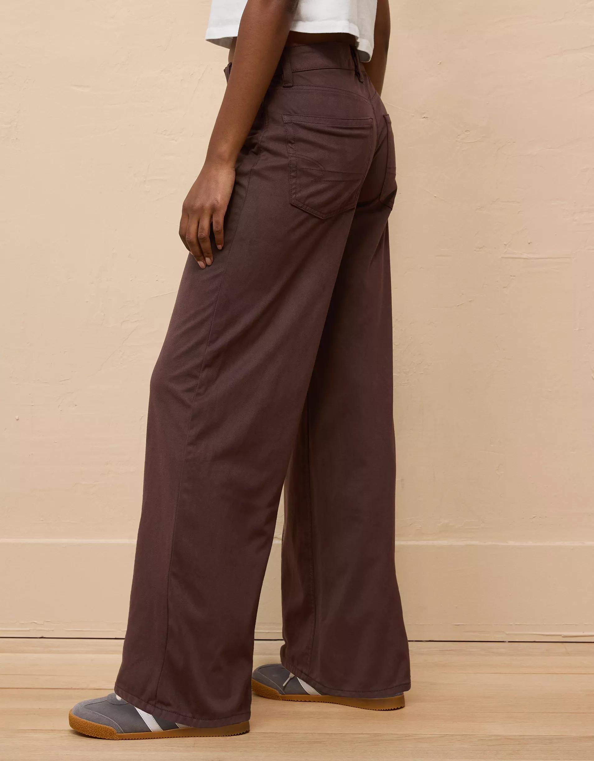 AE Dreamy Drape Sueded High-Waisted Baggy Wide-Leg Pant Product Image