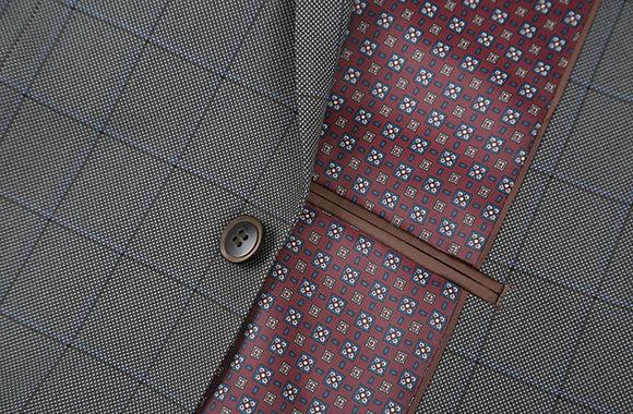 (40R) 2 Piece Suit 2 Buttons Windowpane Regular Fit In Gray Product Image