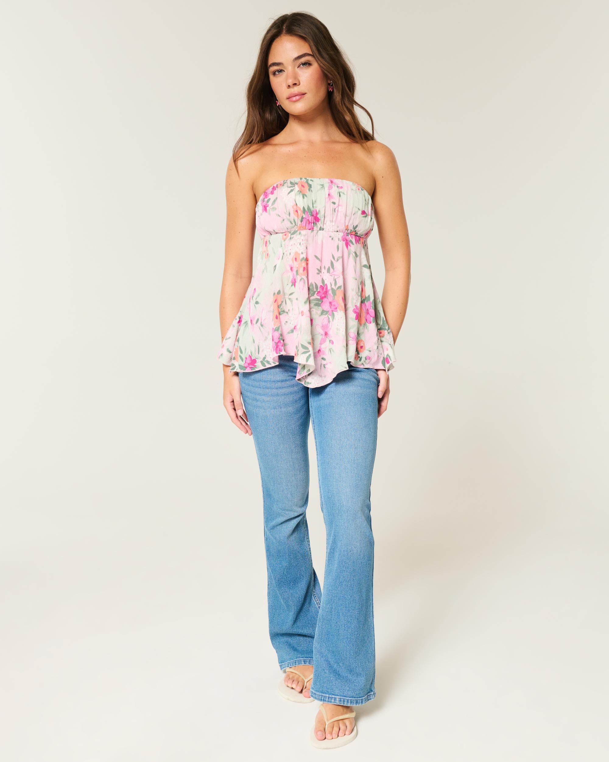 Strapless Handkerchief Hem Top Product Image