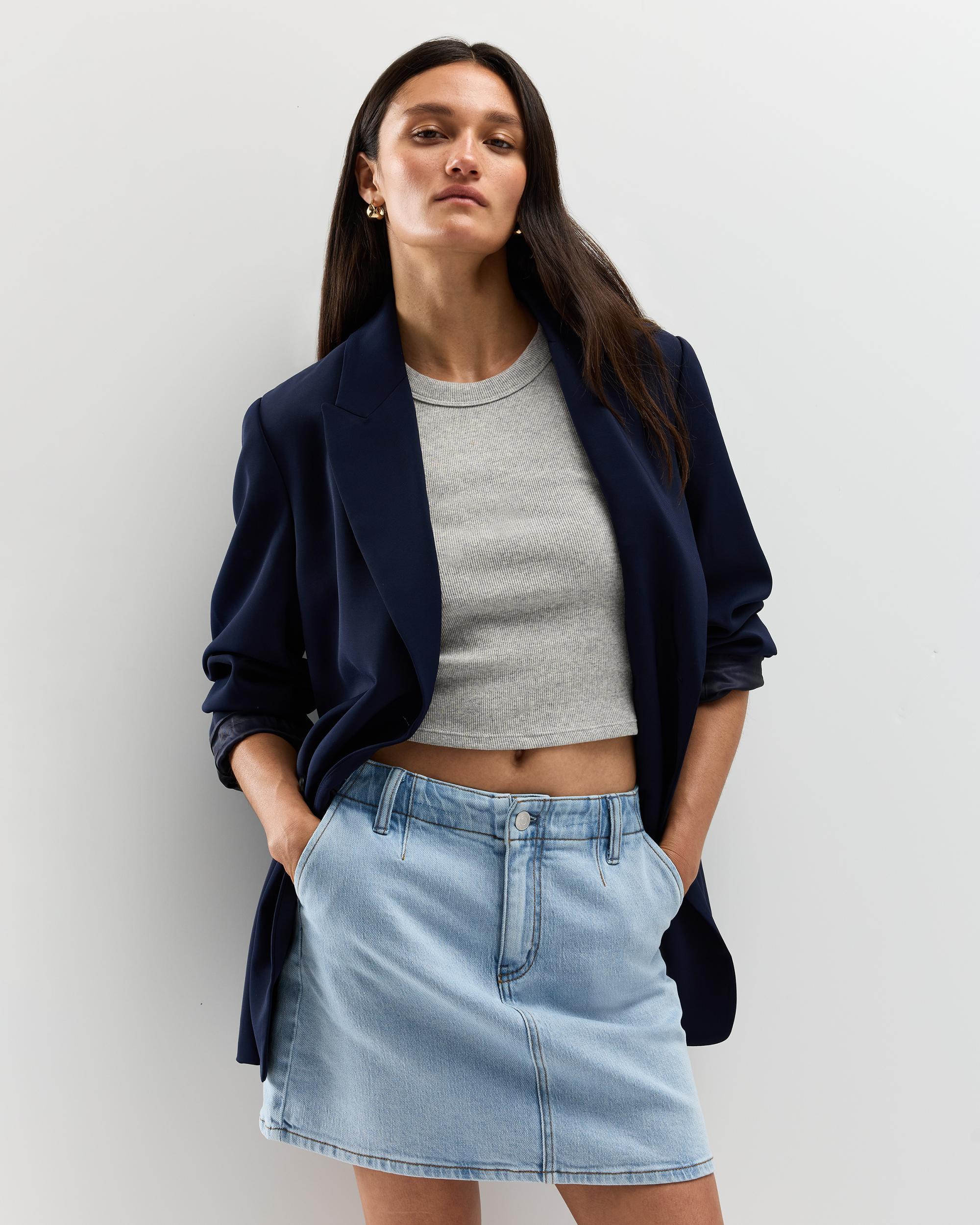 Quince | Women's Stretch Denim Mini Skirt Organic Cotton Product Image