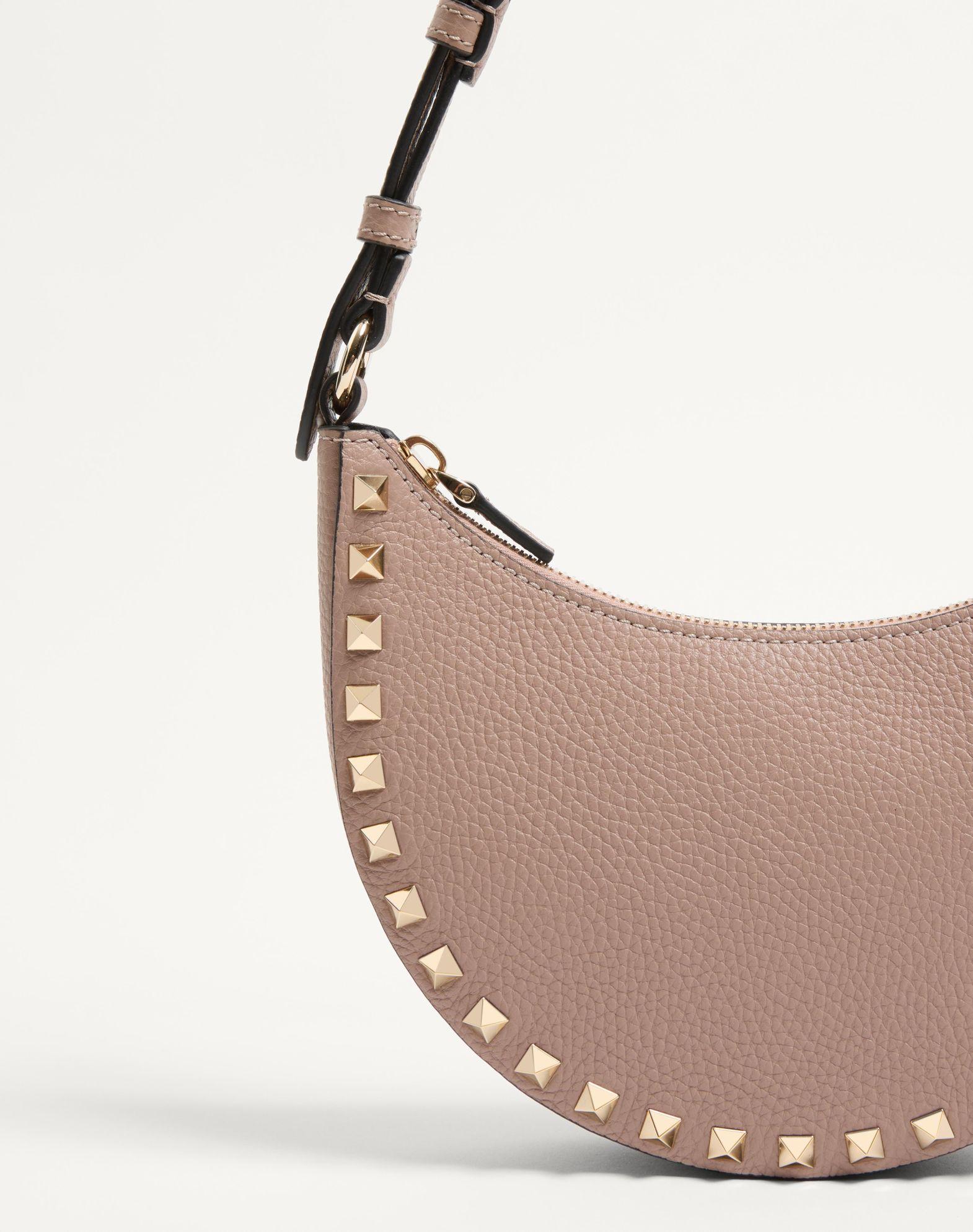Mini Rockstud Hobo Bag In Grainy Calfskin Product Image