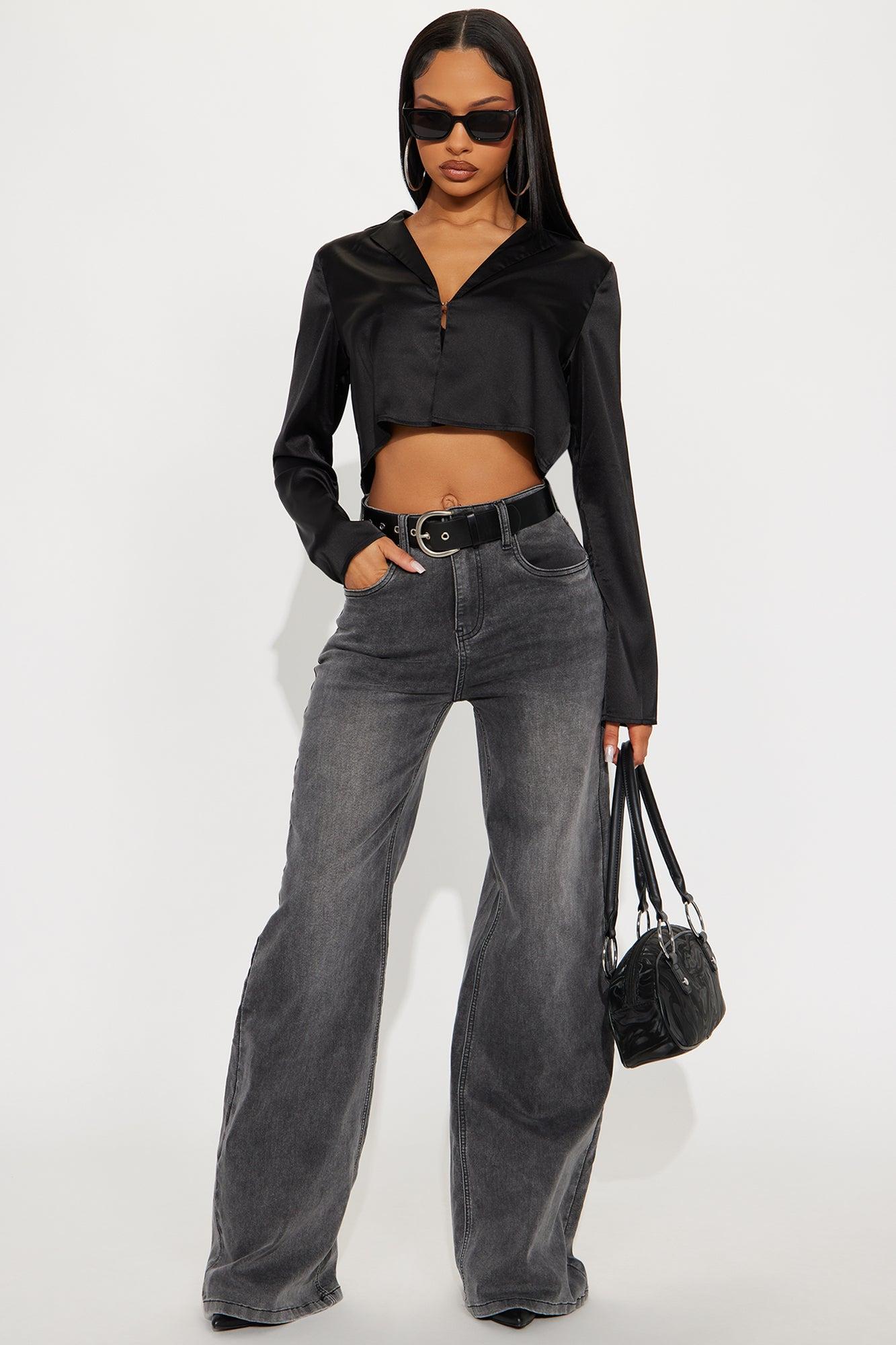 Forever Loving Satin Shirt - Black Female Product Image