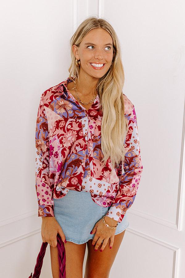 Hours of Flowers Satin Button Up Product Image