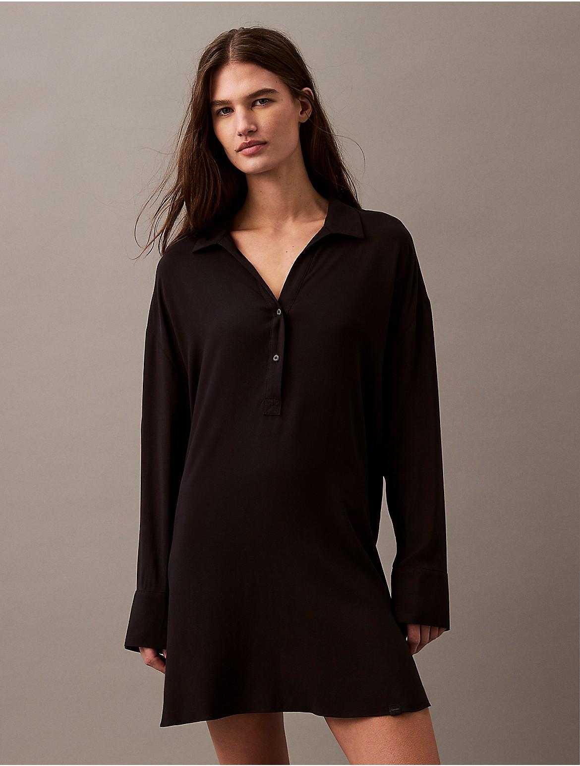 Calvin Klein Womens Woven Viscose Relaxed Shirt Dress Product Image