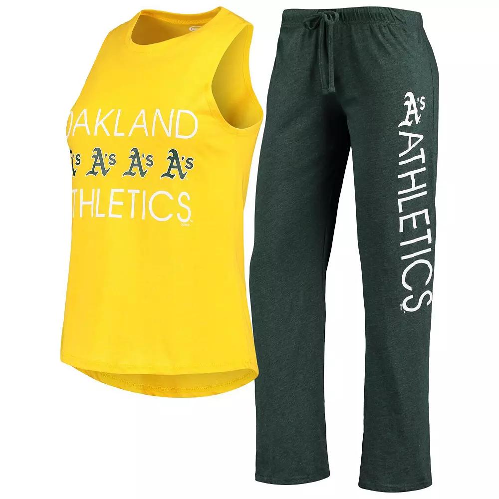 Women's Concepts Sport Green/Gold Oakland Athletics Meter Muscle Tank Top & Pants Sleep Set,  Product Image