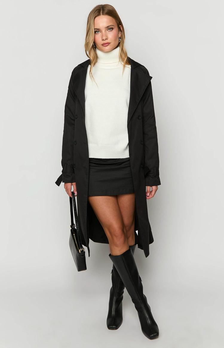 Santos Black Trench Coat Girls Product Image