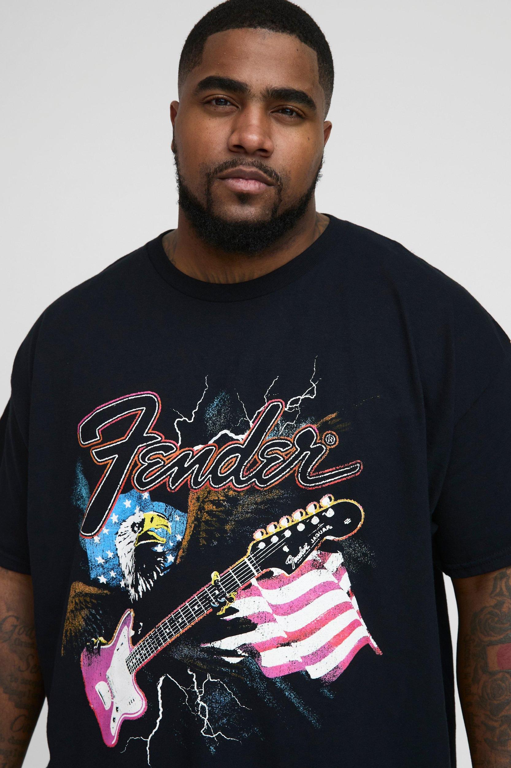 Plus Fender License Print T-Shirt | boohooMAN USA Product Image