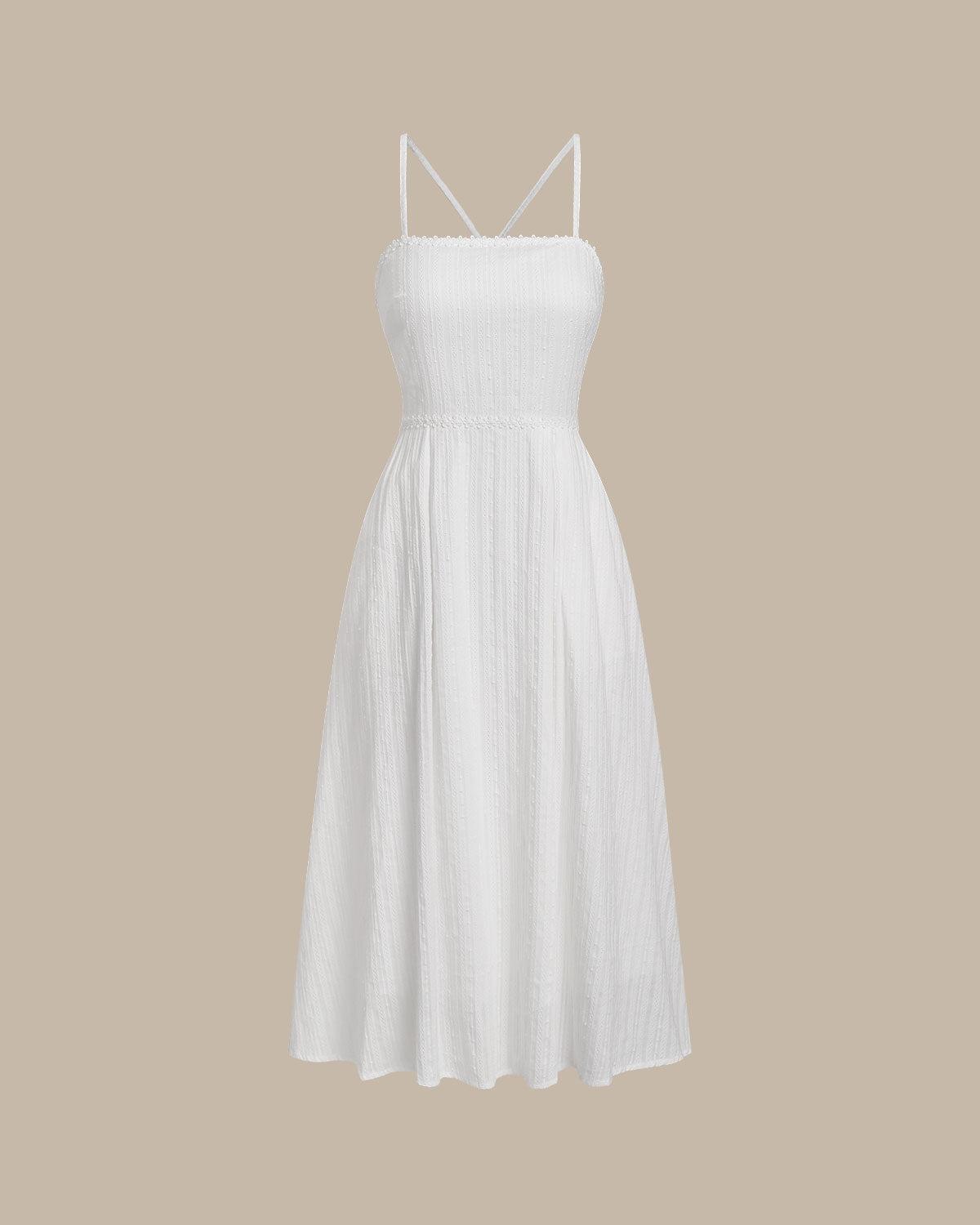 White Pocket A-Line Slip Midi Dress Product Image