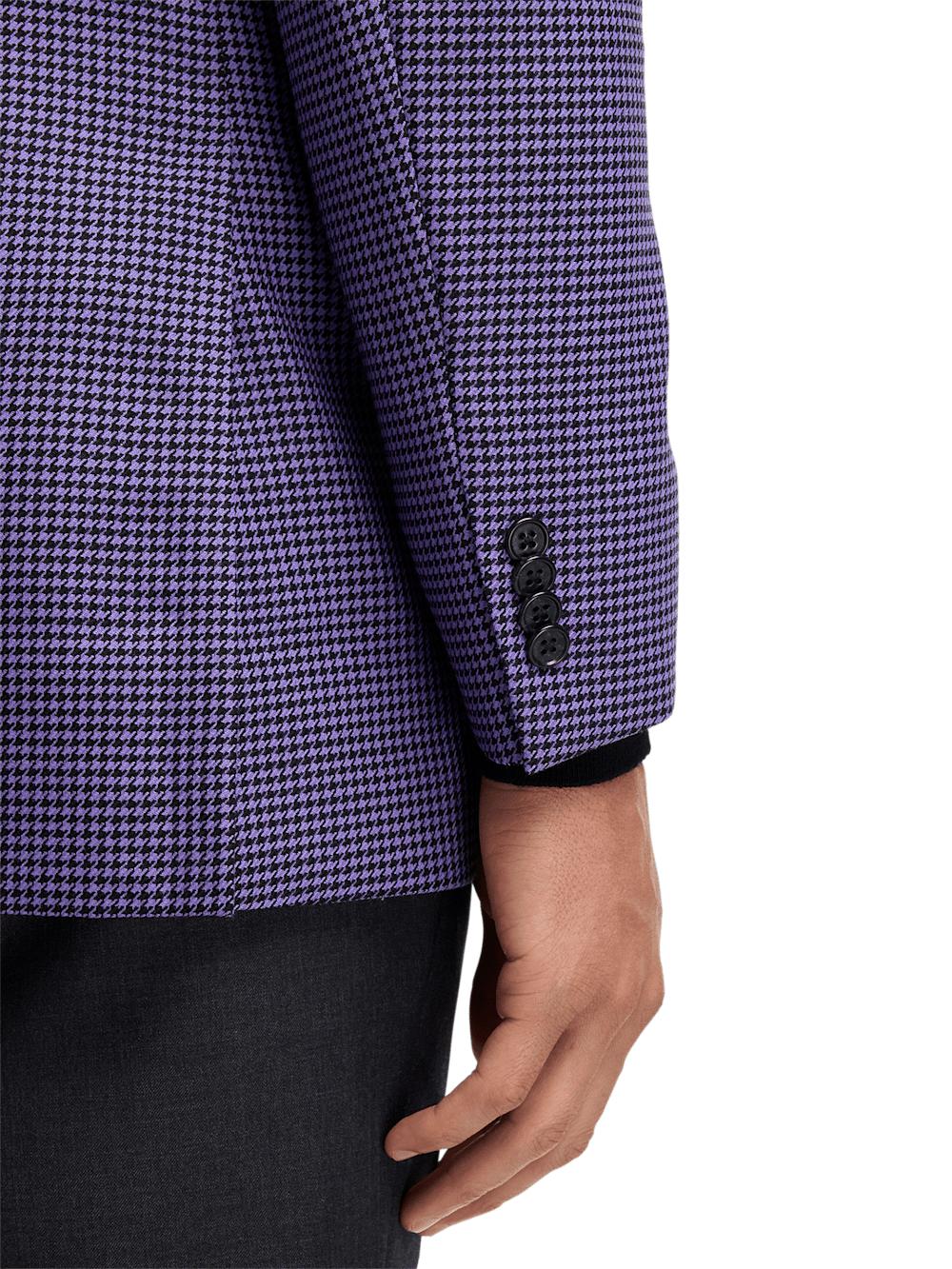 Wool Houndstooth Single Breasted Peak Lapel Sport Coat - Purple Product Image
