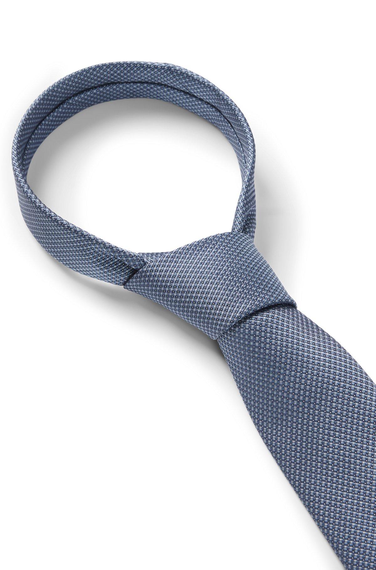 BOSS - Silk-blend tie with jacquard-woven pattern - Light Blue Product Image