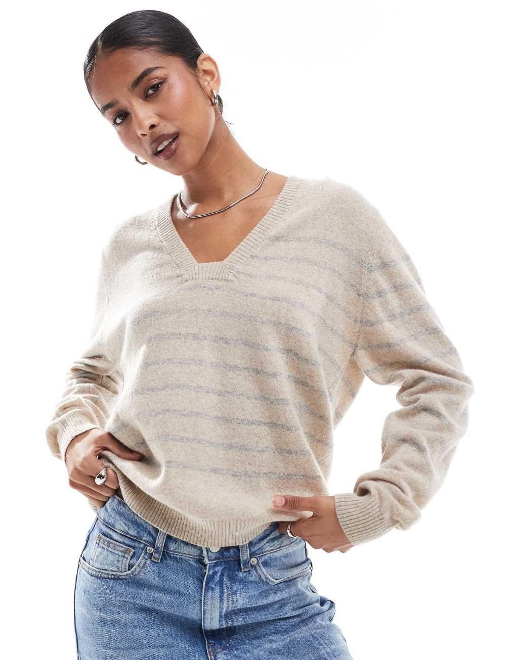 Scalpers joy square sweater in blue stripes  Product Image