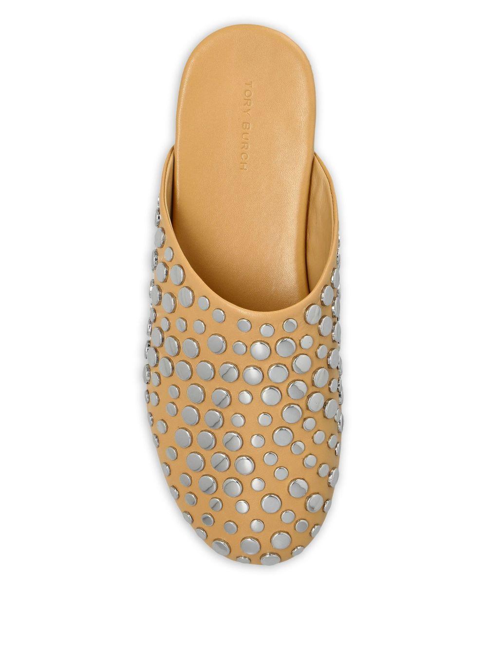 leather studded flat mules Product Image