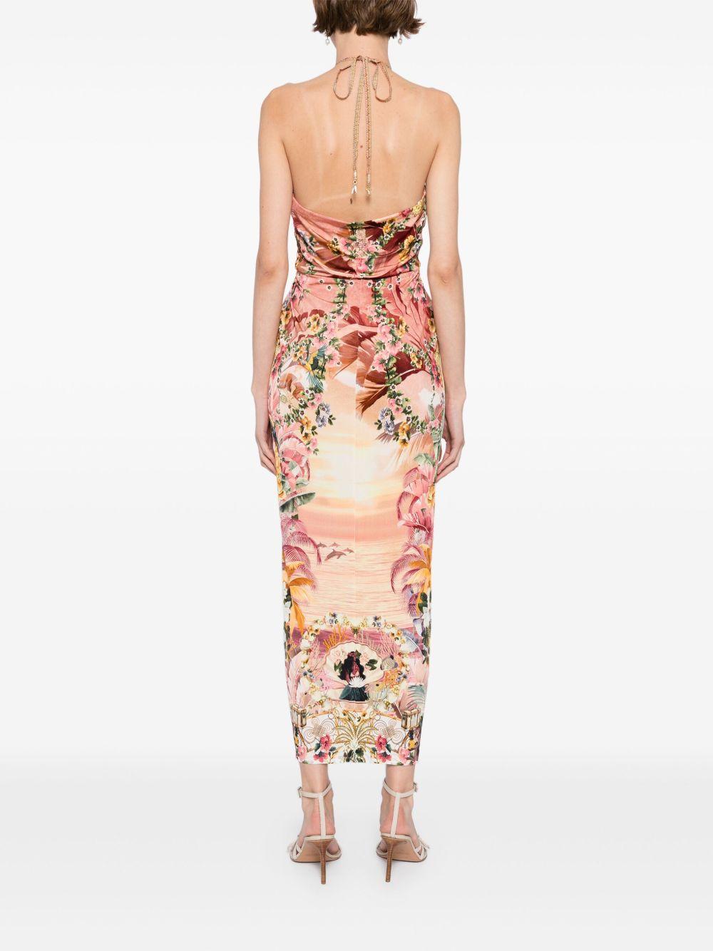 V-neck gathered jersey dress Product Image