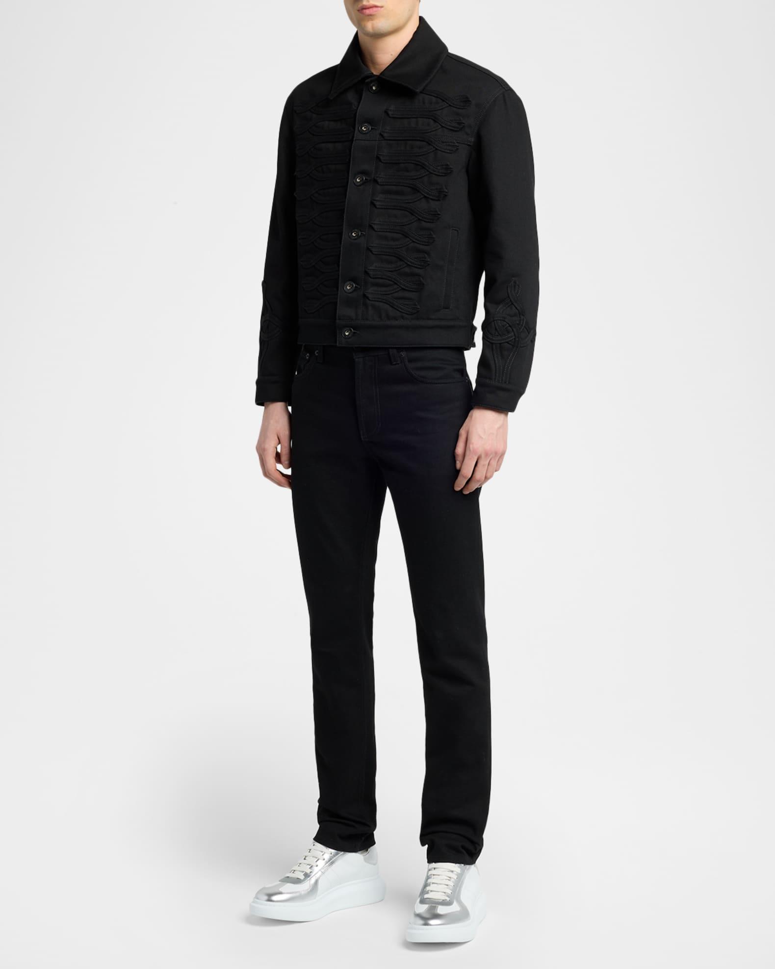 Men's Metallic-Trim Leather Low-Top Sneakers Product Image