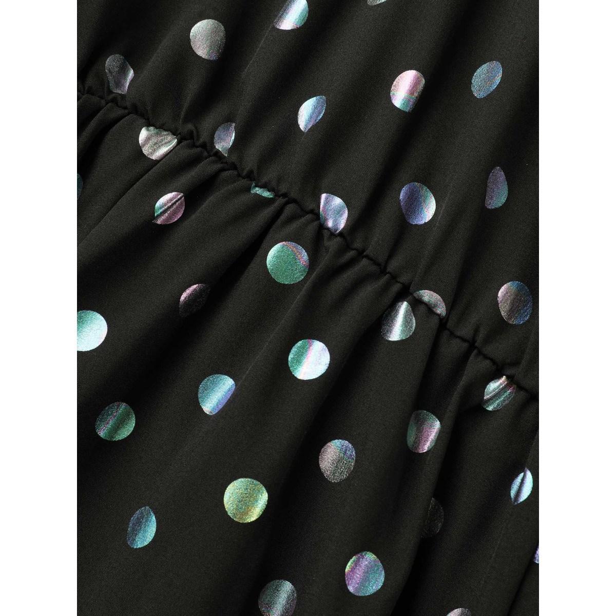 Plus Size Glitter Polka Dot Lantern Sleeve Dress Black Women Cocktail Texture Party Curvy Bloomchic 12/L Product Image