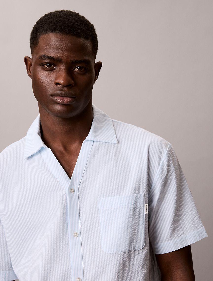Seersucker Relaxed Sleep Button-Down Shirt Product Image