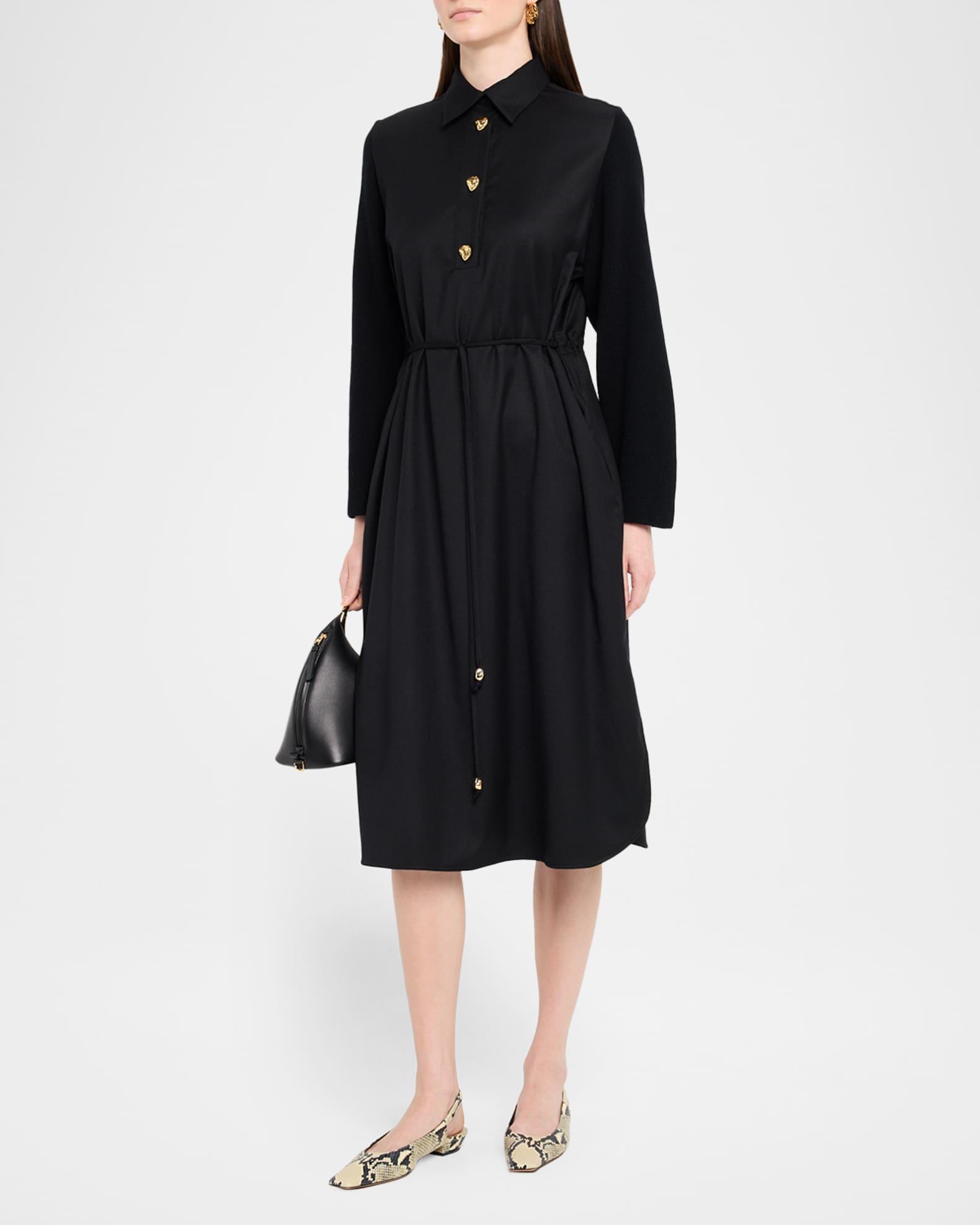 A-Line Mixed Media Midi Dress Product Image