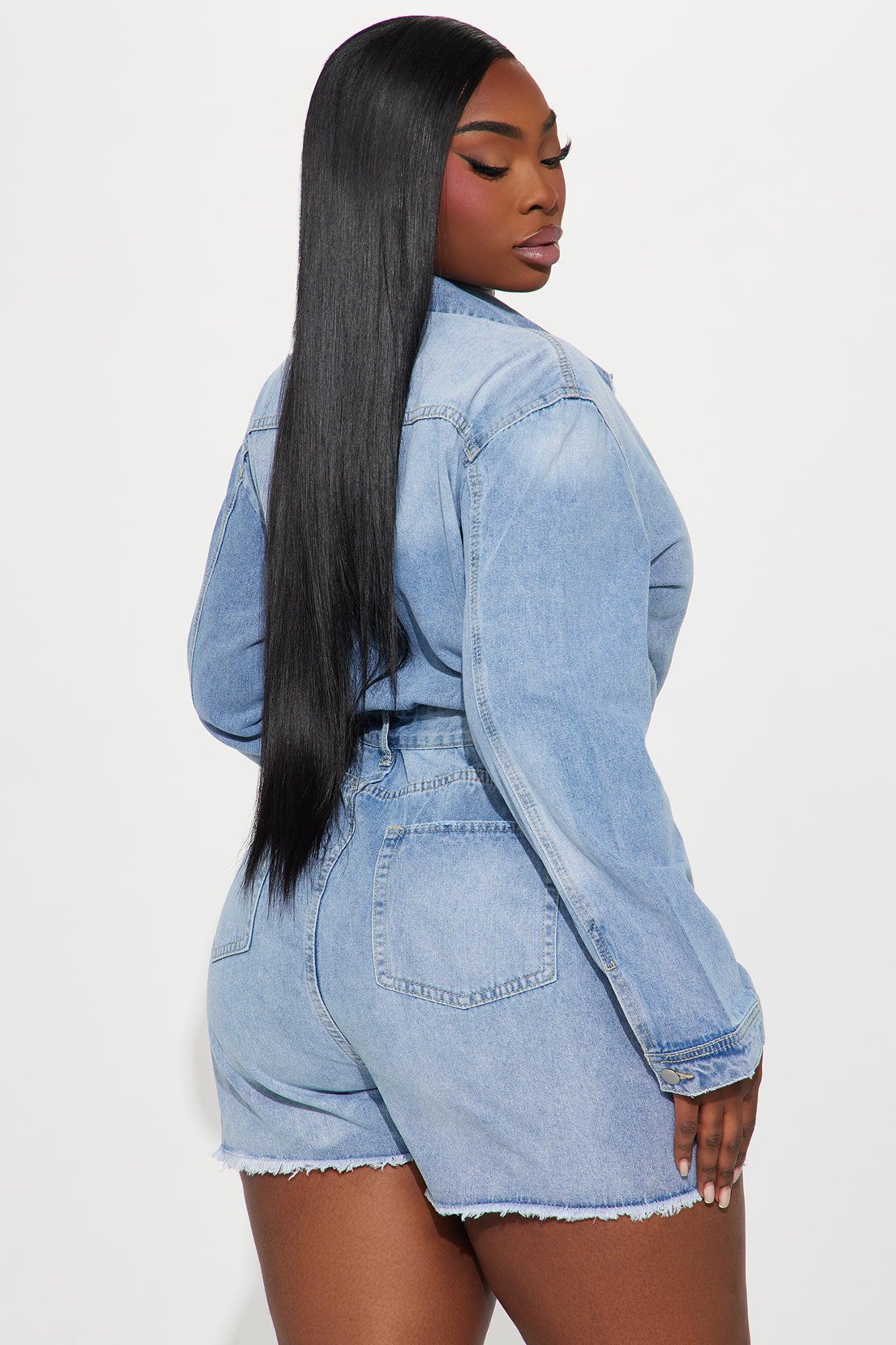 Feel No Ways Denim Romper - Light Wash Product Image