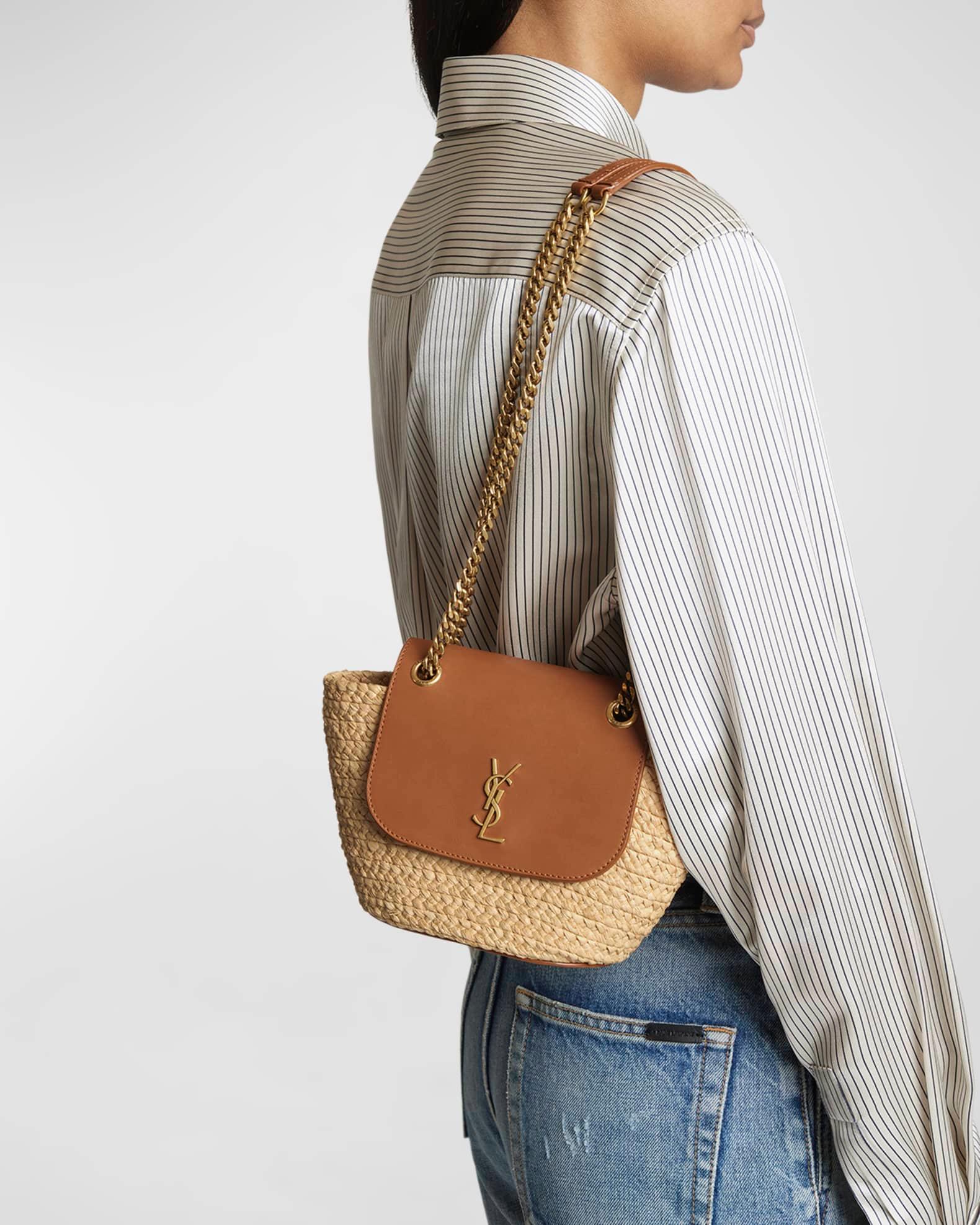 Panier Mini YSL Flap Crossbody Basket Bag in Raffia Product Image