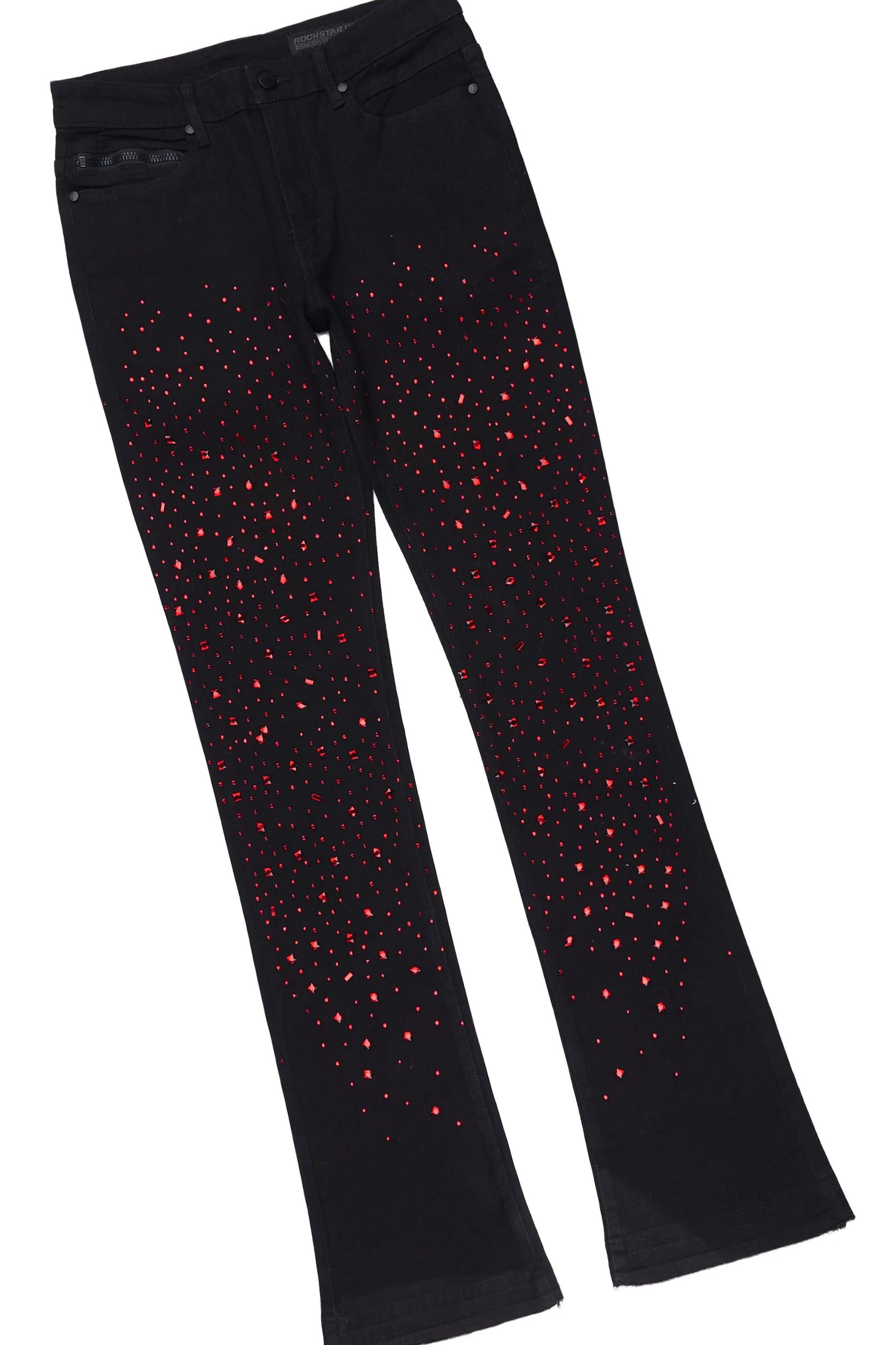 Xirel White/Black Oversized Graphic T-Shirt & Twinkle Rhinestone Stacked Flare Jean Set Male Product Image