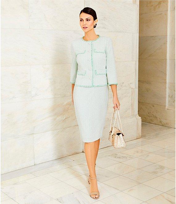 Preston & York Judith Boucle Tweed Round Neck Long Sleeve Jacket Product Image