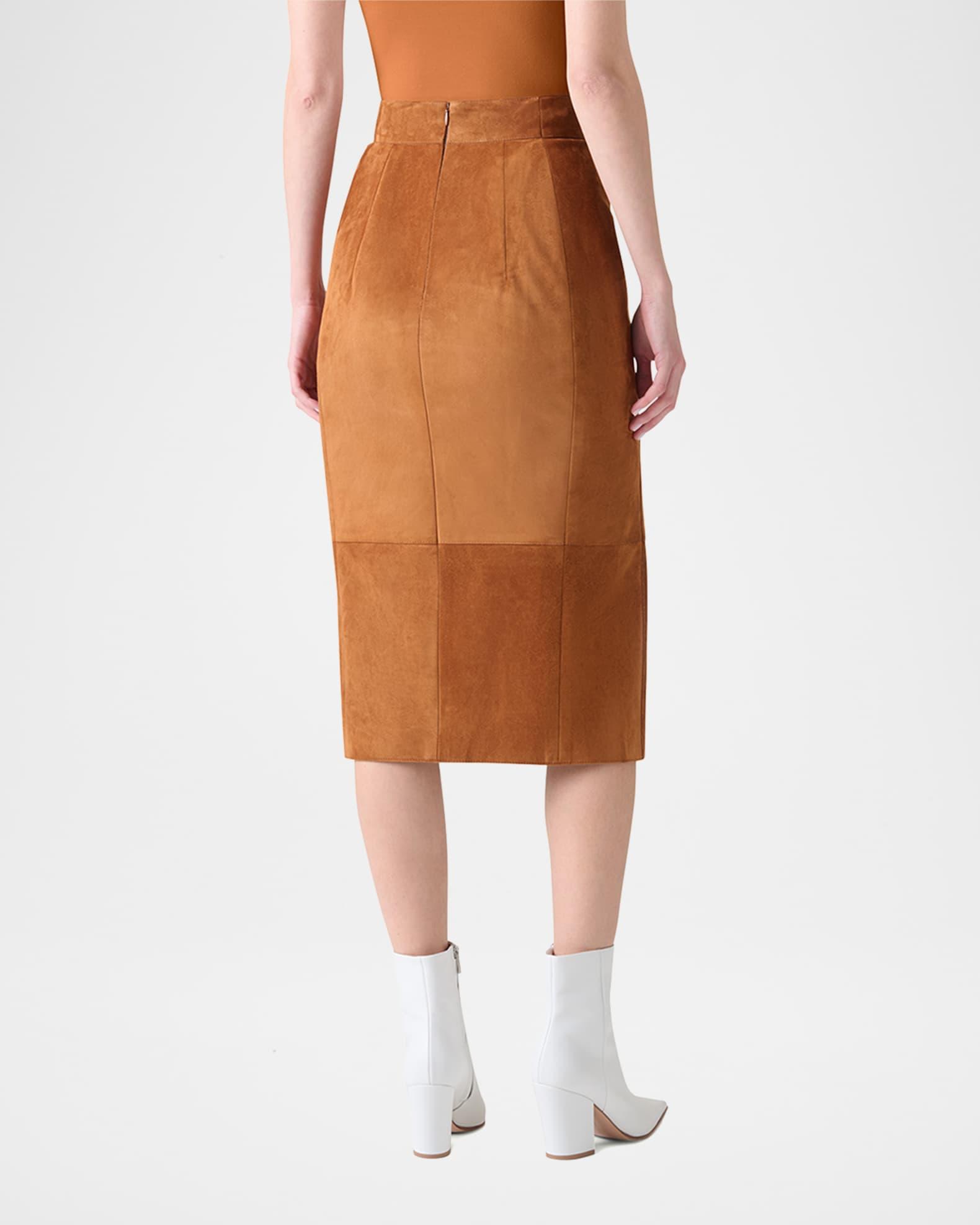Lamb Suede Slit Midi Pencil Skirt Product Image