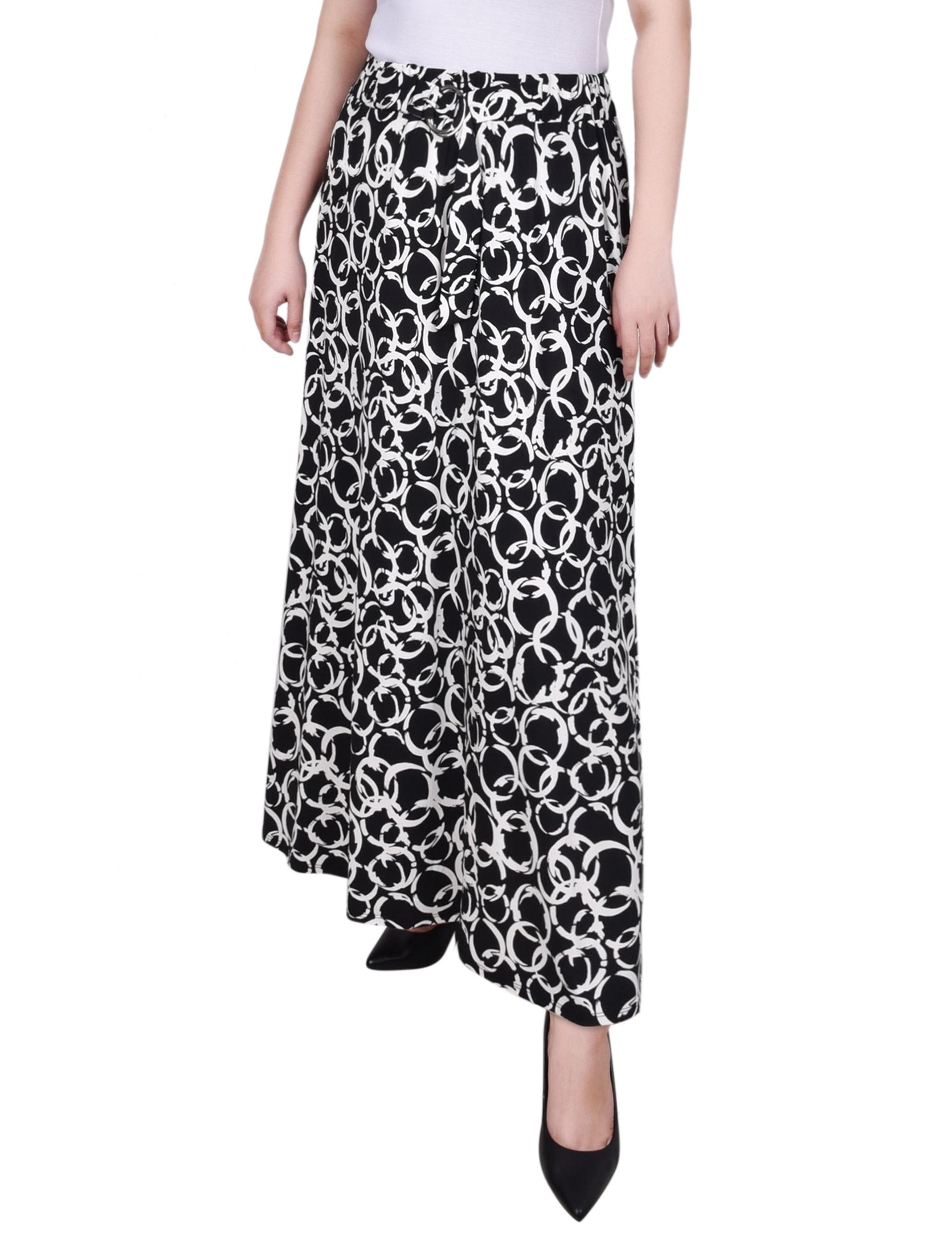 Black White Circle Chain Ring Detail Midi-Length Skirt - Petite Product Image