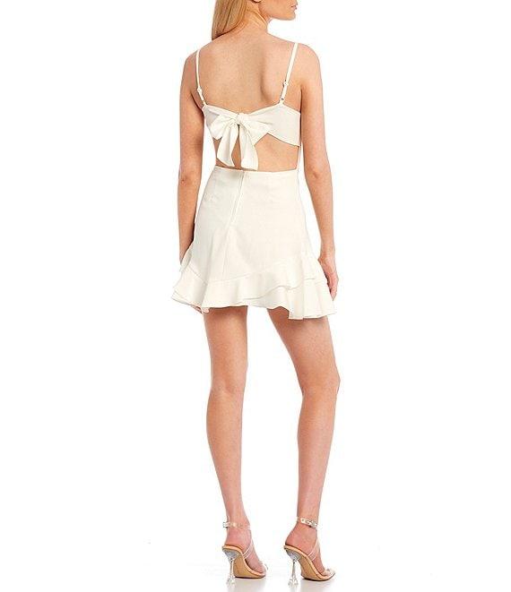 Dear Moon Spaghetti Strap Laguna Scuba Double Ruffle Back Tie Dress Product Image