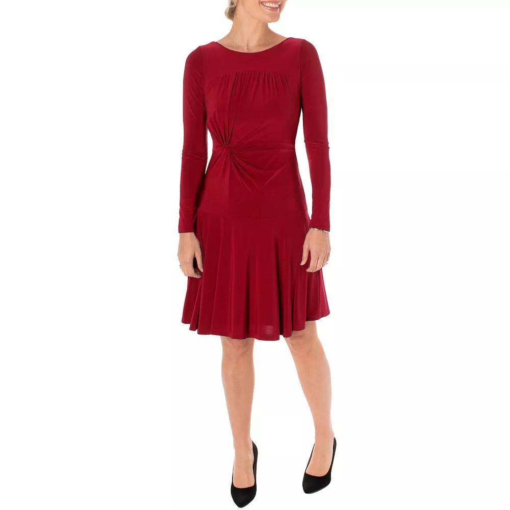 Women's Taylor Long Sleeve Side Knot A-Line Midi Dress, Size: 2, Spanish Red Product Image