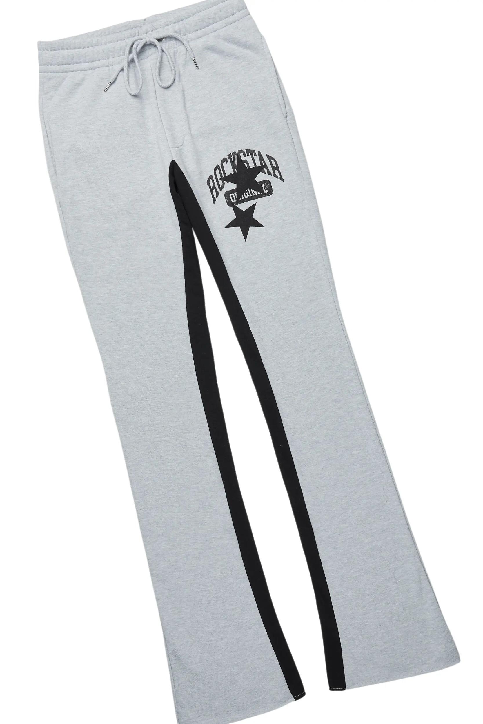 Mallor Heather Grey Baggy Stacked Hoodie Track Set Male Product Image