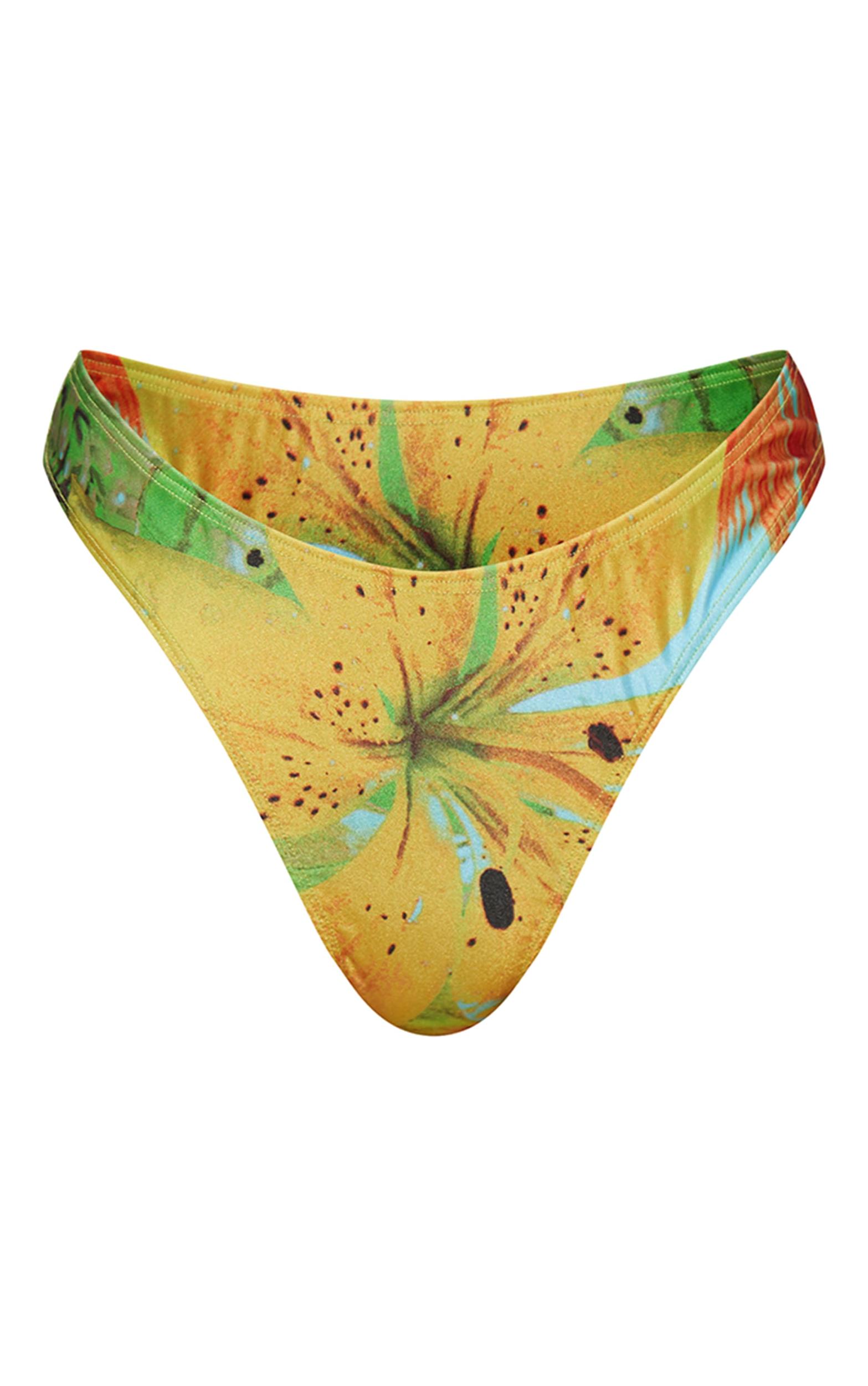 Blue Floral Print Bikini Bottoms Product Image