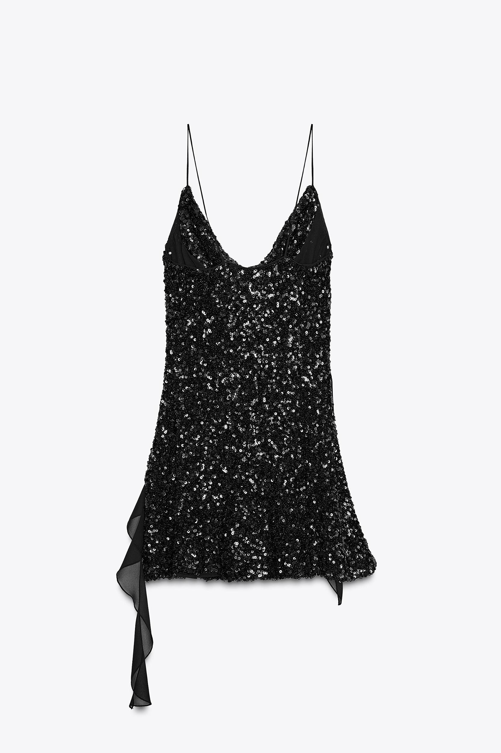 SEQUIN RUFFLE MINI DRESS Product Image