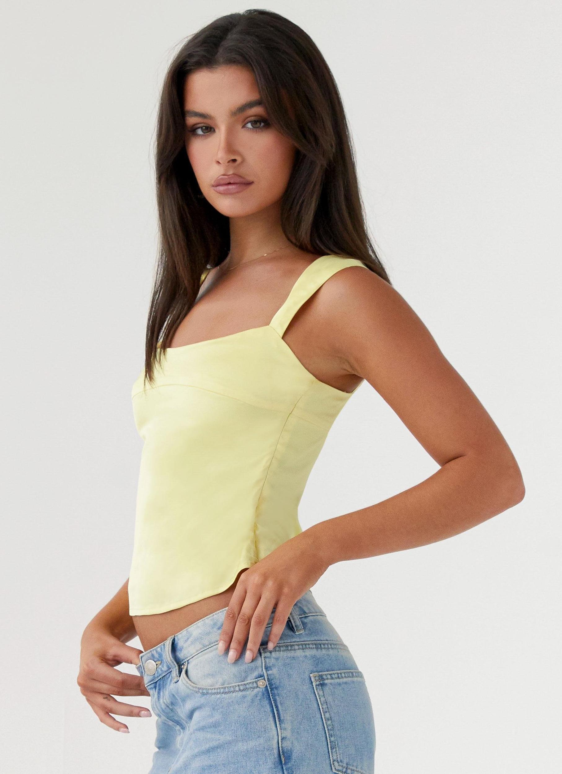 Lylah Satin Top - Yellow Product Image