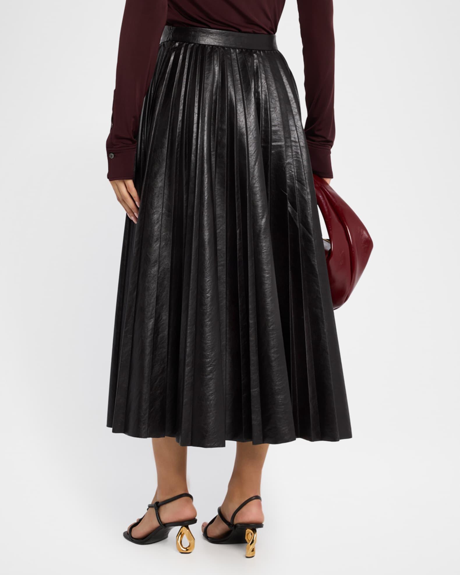 Etta Pleated Faux Leather Skirt Product Image