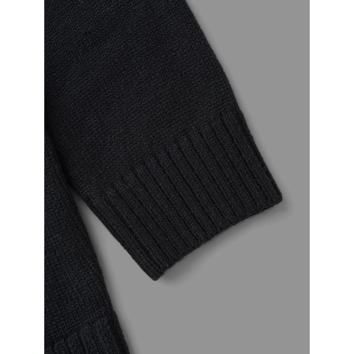 Plus Size Reindeer Pockets Contrast Placket Open Cardigan Black Women Casual Loose Long Sleeve Everyday Cardigans BloomChic 10/M Product Image