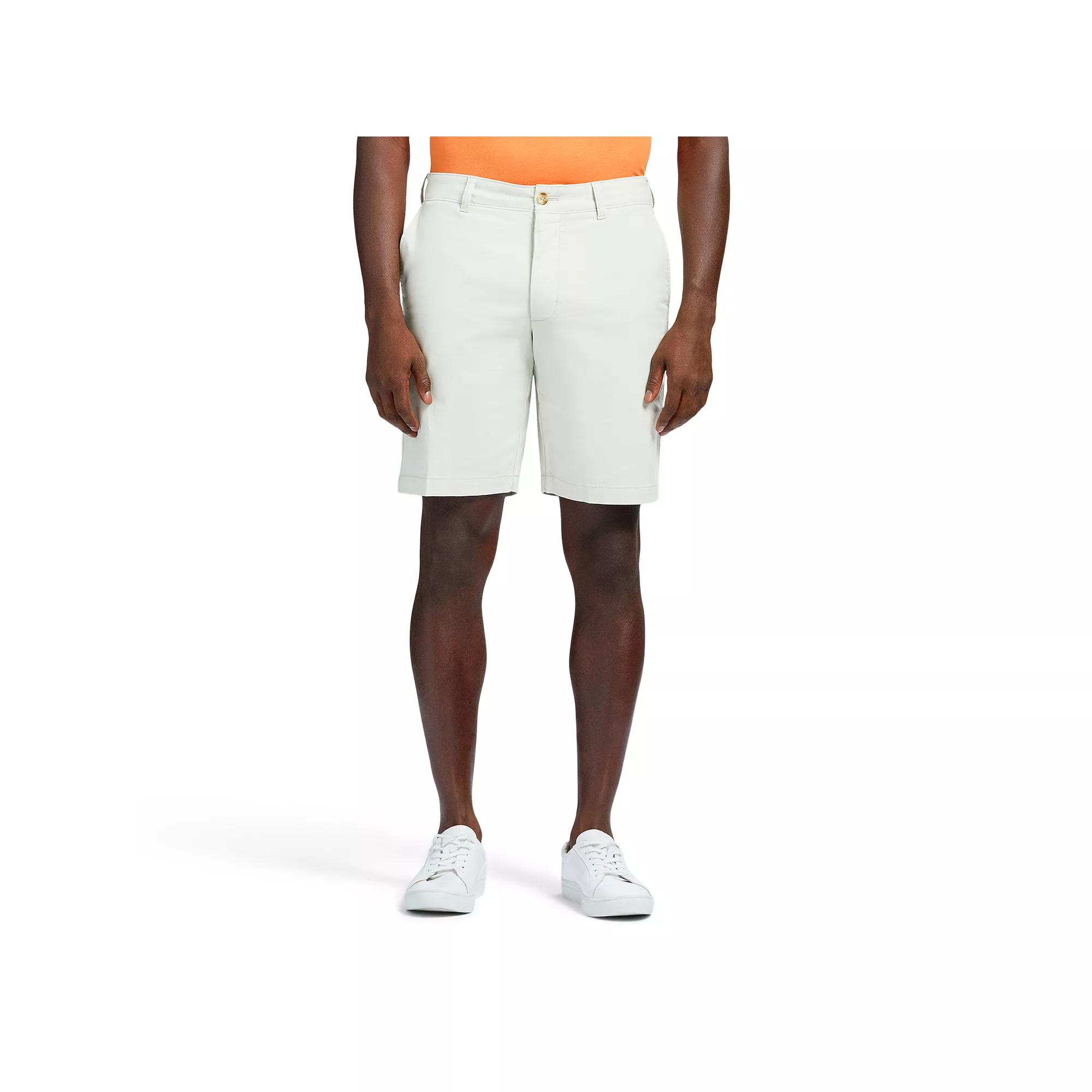 Men's IZOD Saltwater Flat Front Chino Shorts, Size: 40, Silver Birch Product Image