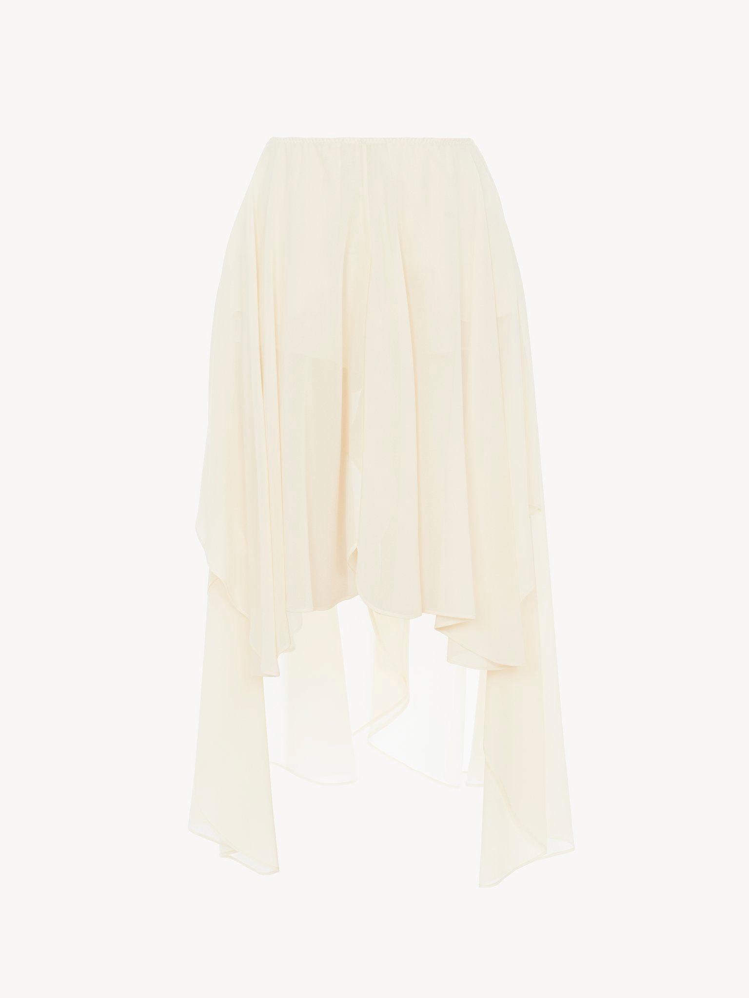 Fluid volant shorts in silk georgette Product Image