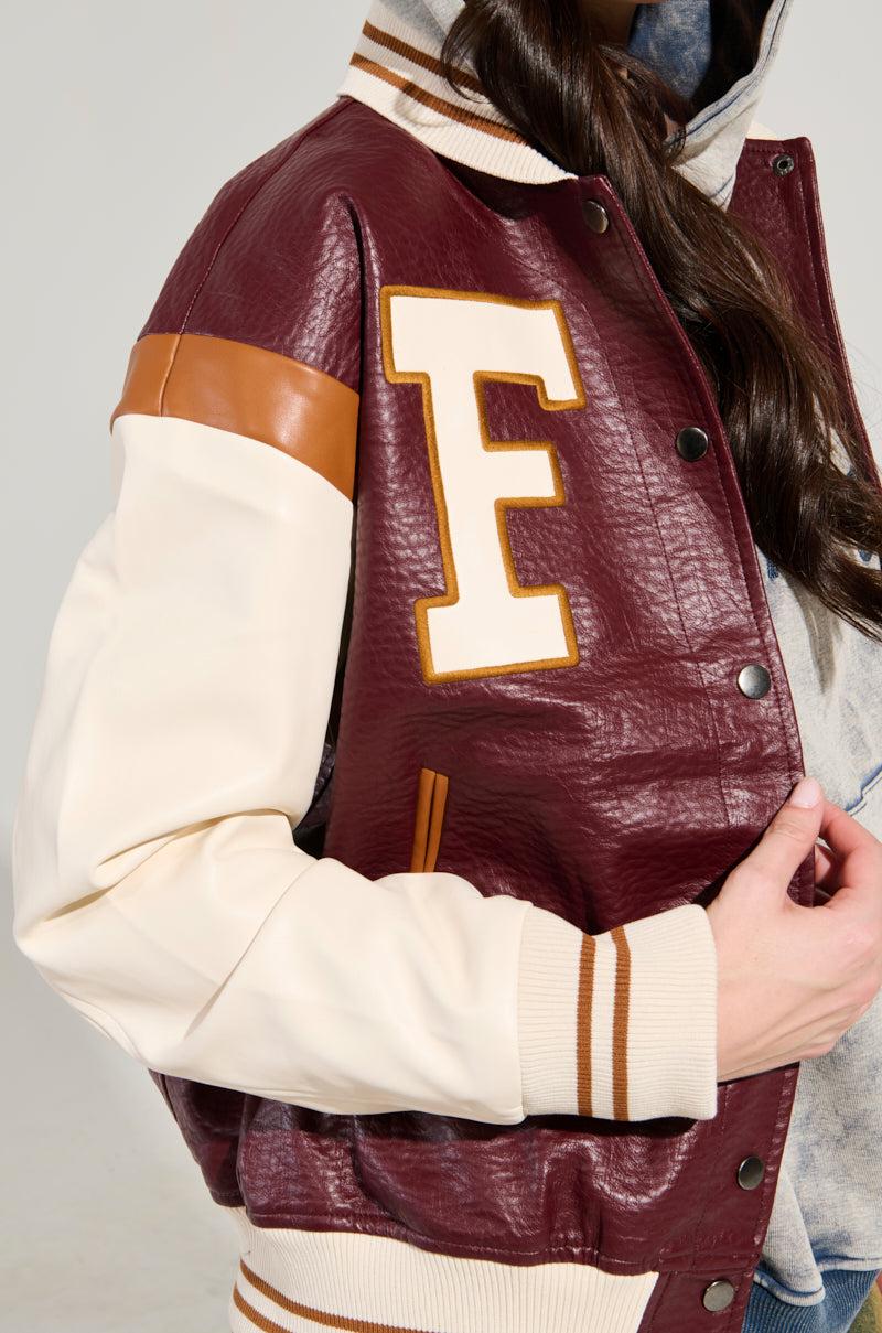 ROCKIT FAUX LEATHER VARSITY BOMBER Product Image