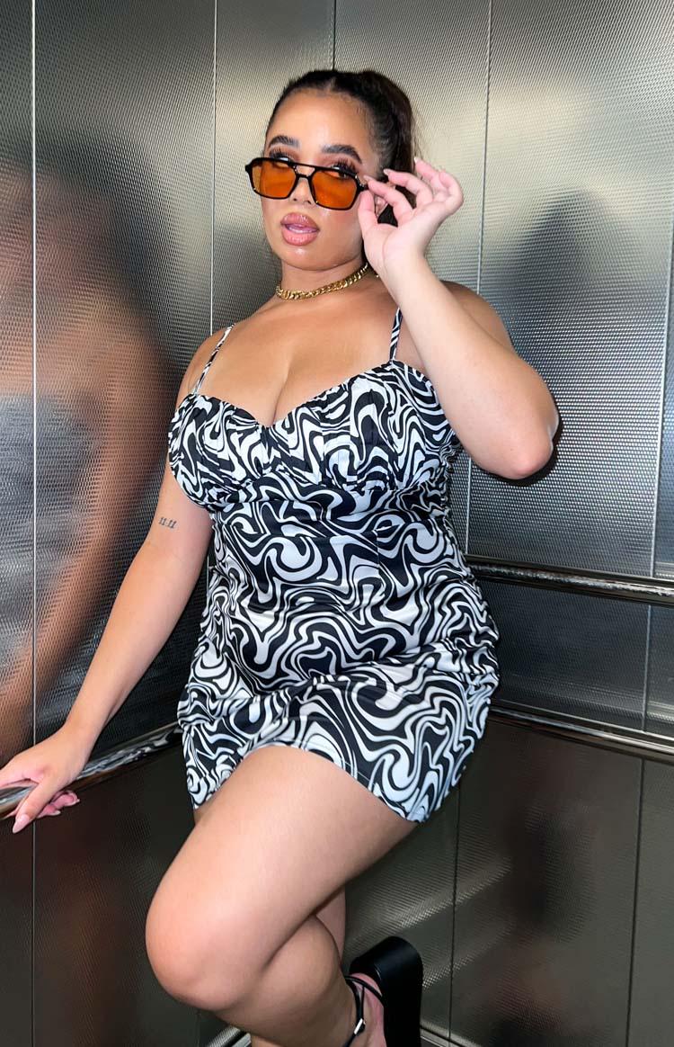 Elsie White Print Mini Dress Product Image